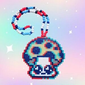 Glitching Mushroom Kandi Necklace